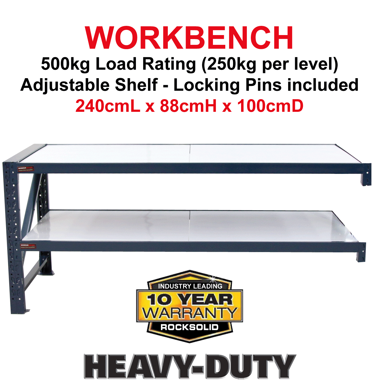 Steel Work Bench with adjustable shelf 2.4mL