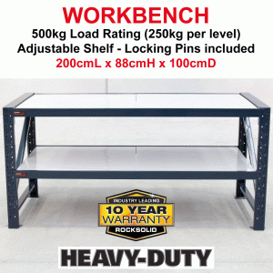 Steel Work Bench with adjustable shelf