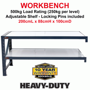 Steel Work Bench with adjustable shelf